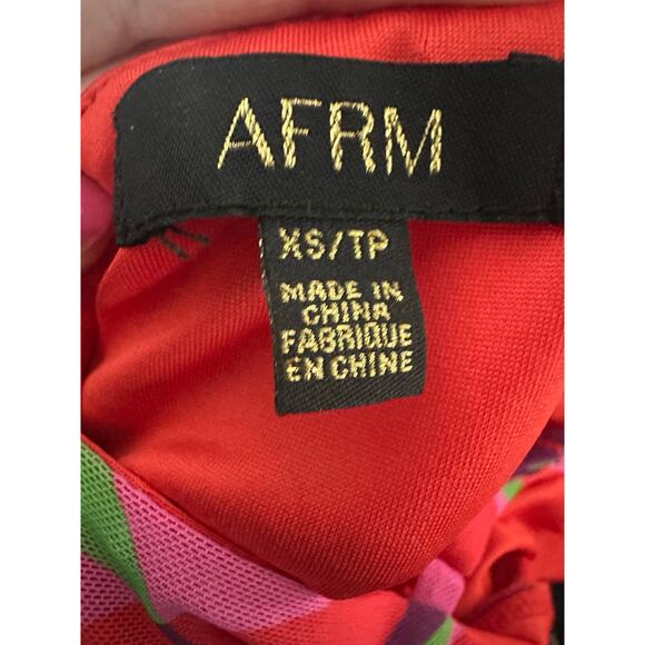 AFRM Foley Cold Shoulder Open Back Gown Graphic Floral Dress Tropical Mesh Sz XS - Picture 5 of 5